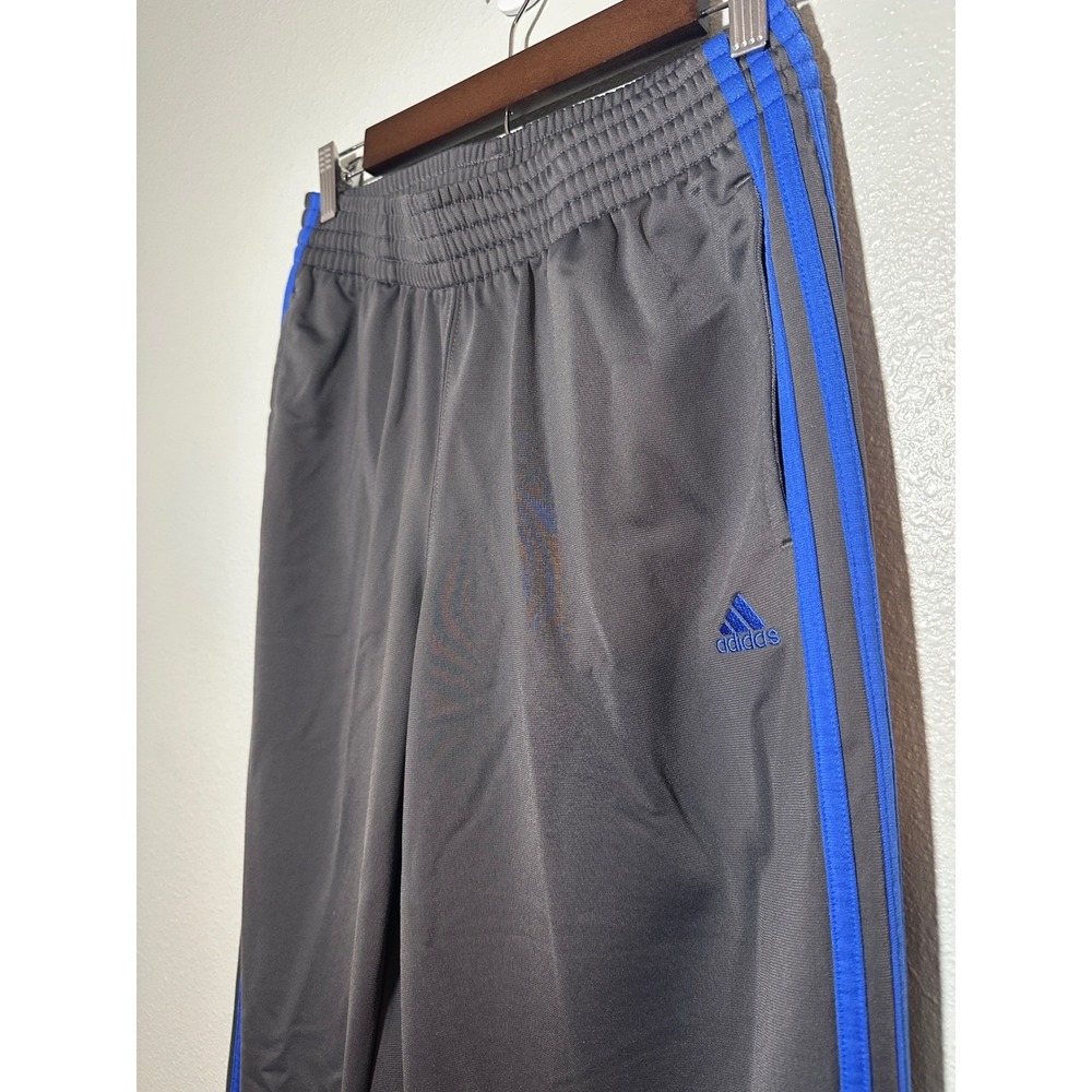 Adidas Mens Track Pants Gray Blue 3-Stripes Athletic Gym Pants Size Medium
